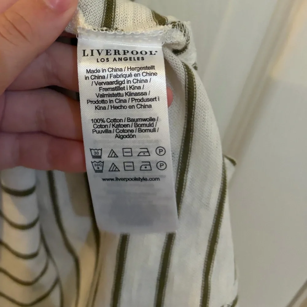 Liverpool Los Angeles Striped Twist Front Tank Top XL Olive Cream 100% Cotton - Picture 9 of 10